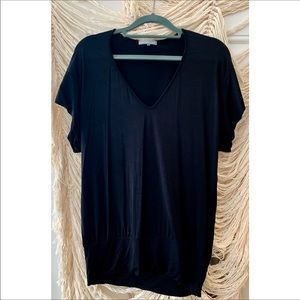 Jet black JP v-neck top with thick waist band